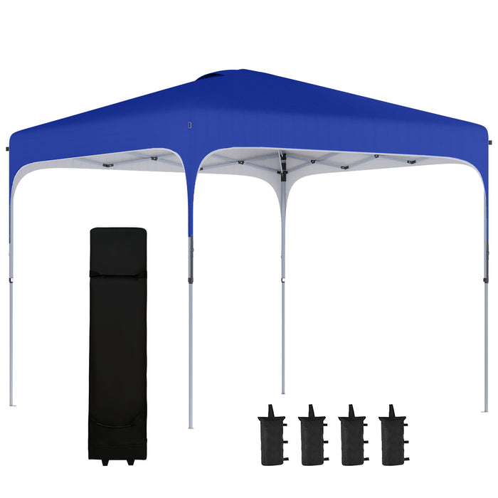 Pop Up Gazebo 3x3m - Height Adjustable, Foldable Canopy Tent with Carry Bag and Wheels - Includes 4 Leg Weight Bags, Perfect for Outdoor Events, Blue