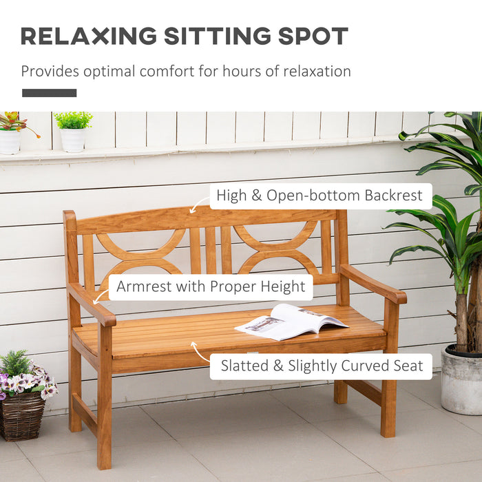 Wooden Garden Loveseat - 2-Seater Outdoor Patio Bench with Natural Finish - Perfect for Yard, Lawn, and Porch Relaxation