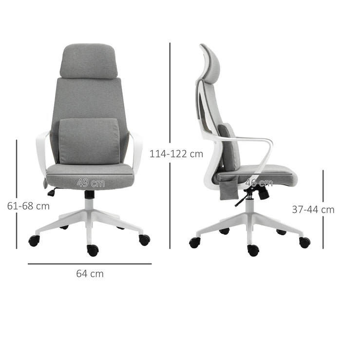 Ergonomic Grey Office Massage Chair with Lumbar Support - Features Swivel Wheels, Tilt Function, Adjustable Headrest & Armrest - Ideal for Home Office & Study Comfort