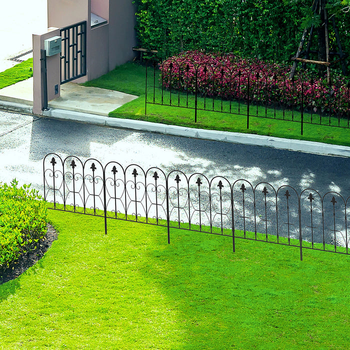 Outdoor Picket Fence Panels for Decorative Gardening - 5-Piece Set, Rustproof Metal Wire, Flower Bed Border & Landscape Edging - Ideal Animal Barrier for Enhanced Yard Aesthetics