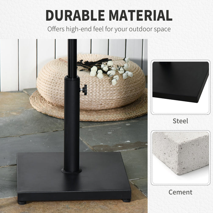 Heavy-Duty Square Parasol Base - Black Weighted Umbrella Stand, Sturdy Support - Ideal for Outdoor Patio Shade Stability