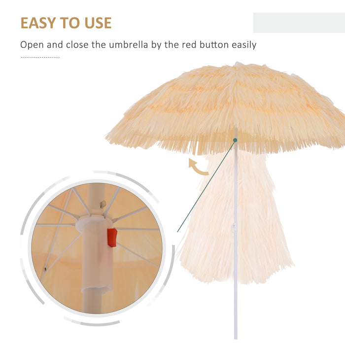 Hawaiian Beach Sun Umbrella - Wheat Color, Folding, Tilting, Crank-Operated Parasol for Patio and Garden - Ideal Sunshade for Outdoor Relaxation