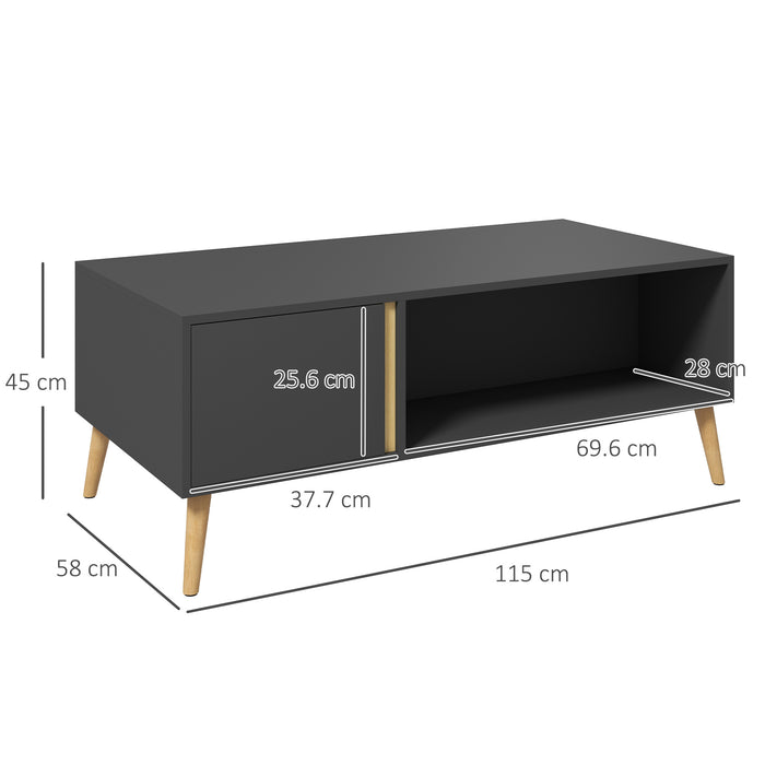 Modern Living Room Coffee Table - Rectangular Centre Table with Storage Compartments and Cabinets, 115x58x45cm, Grey - Stylish Organization Solution for Home Spaces