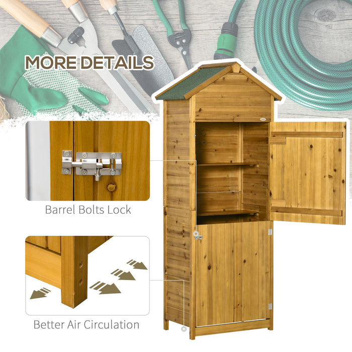 Garden Storage Organizer Cabinet - Wooden Utility Shed with 3 Shelves and Double Doors, Weather-Resistant - Ideal for Tools and Gardening Equipment, 191.5 x 79 x 49 cm