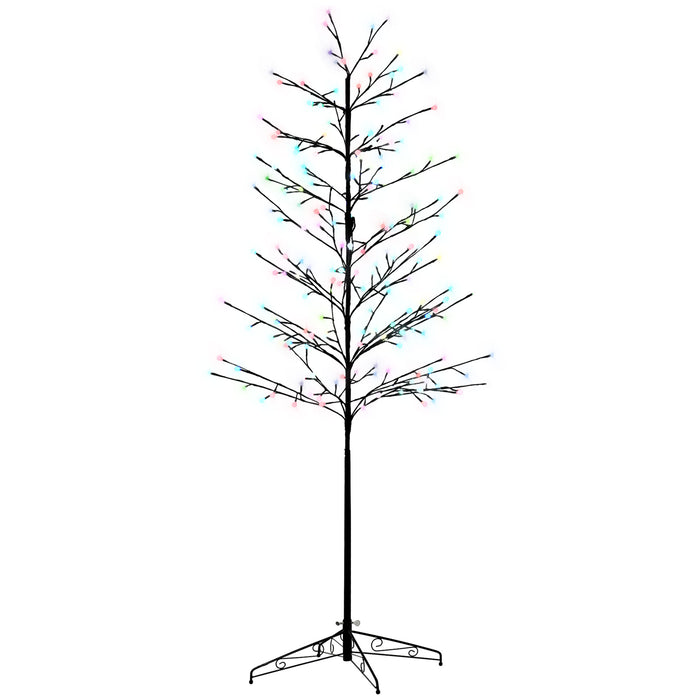 6ft Artificial Tree with 180 Colorful LED Lights - Perfect for Home Parties & Decorative Ambiance - Ideal for Indoor & Sheltered Outdoor Settings