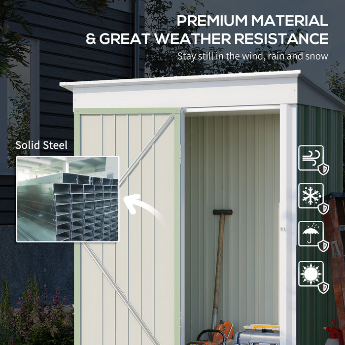 Garden Storage Shed 5x3x6ft - Metal Lean-to Roof with Shelf, Lockable Door, Bonus Gloves - Ideal for Tools & Motorbike Protection