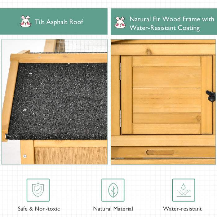 Wooden 2-Level Hutch for Small Animals - Weatherproof Roof, Outdoor Run, Pull-Out Tray, Ramp - Ideal for Rabbits, Guinea Pigs, and Pets Needing Space