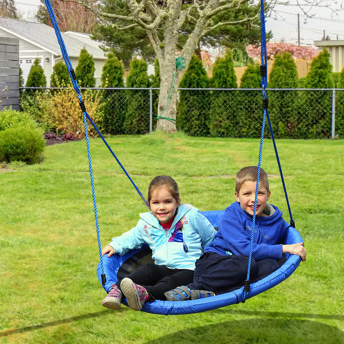 Kids' Large 100cm Diameter Blue Tree Swing - Sturdy & Durable Outdoor Spinner - Perfect for Children's Backyard Fun & Play