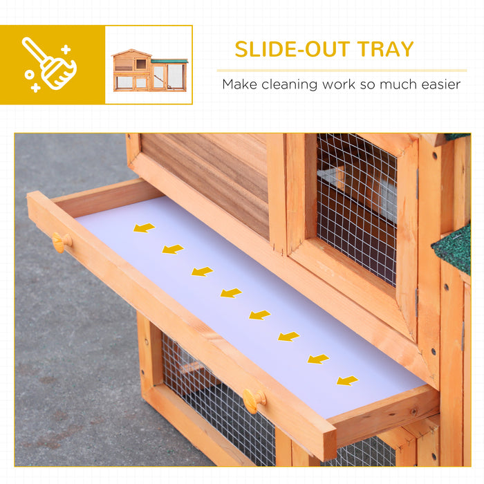 Outdoor Wooden Rabbit Hutch with Run - Guinea Pig Cage with Pull Out Tray, 145x45x85 cm - Ideal Habitat for Small Animals and Bunnies