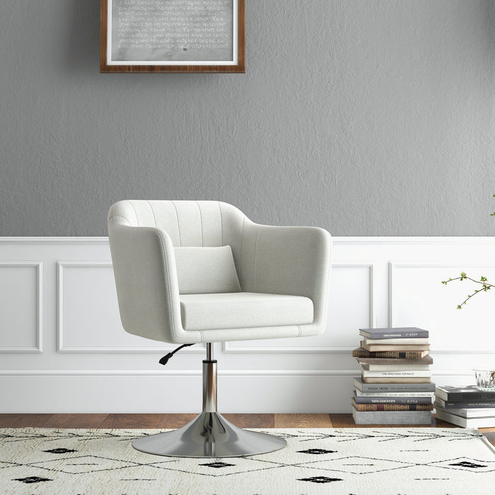 Modern Swivel Accent Chair - Height Adjustable with Cushioned Pillow, Cream White - Ideal for Living Room or Bedroom Comfort