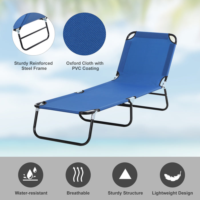 Foldable Blue Sun Lounger - 5-Position Recliner with Lightweight Design for Outdoor Enjoyment - Ideal for Poolside Relaxation and Sunbathing