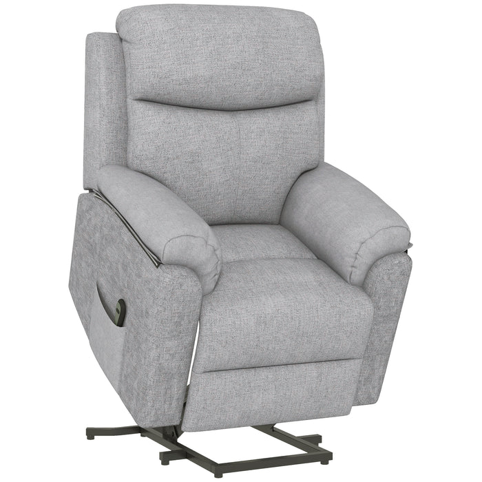 Electric Power Lift Recliner - Elderly-Friendly Linen Fabric Sofa Armchair with Remote & Side Pocket - Comfortable Lounge Seating Solution for Seniors