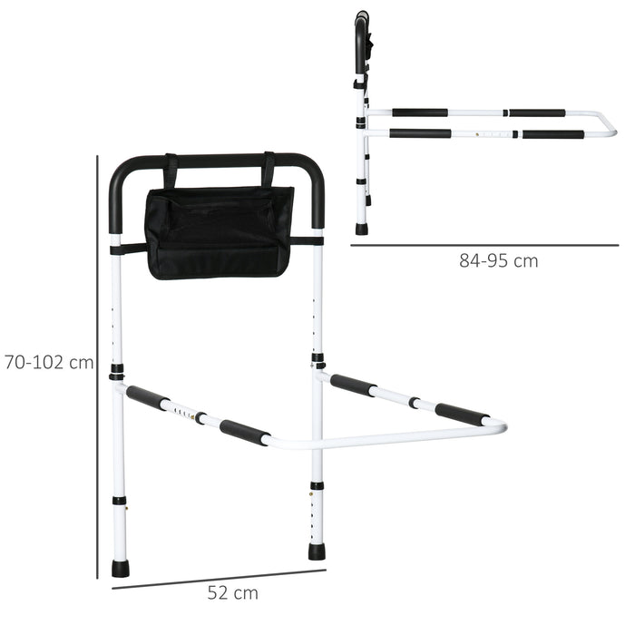 Height Adjustable Safety Bed Rail with Storage Pocket - Sturdy Grab Bar for Elderly and Disabled Support - Bedroom Mobility Aid for Seniors