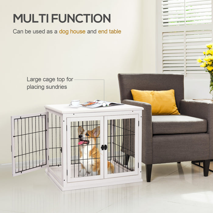 Compact 3-Door MDF Indoor Pet Cage - White, Durable Construction - Perfect for Small Pets, Easy Indoor Living & Safety