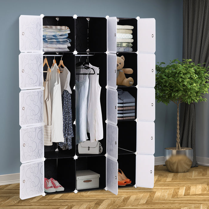 Modular Cube Wardrobe Organizer - Interlocking Plastic Storage Closet for Bedroom Clothes - Portable DIY Assembly for Space-Saving Solutions