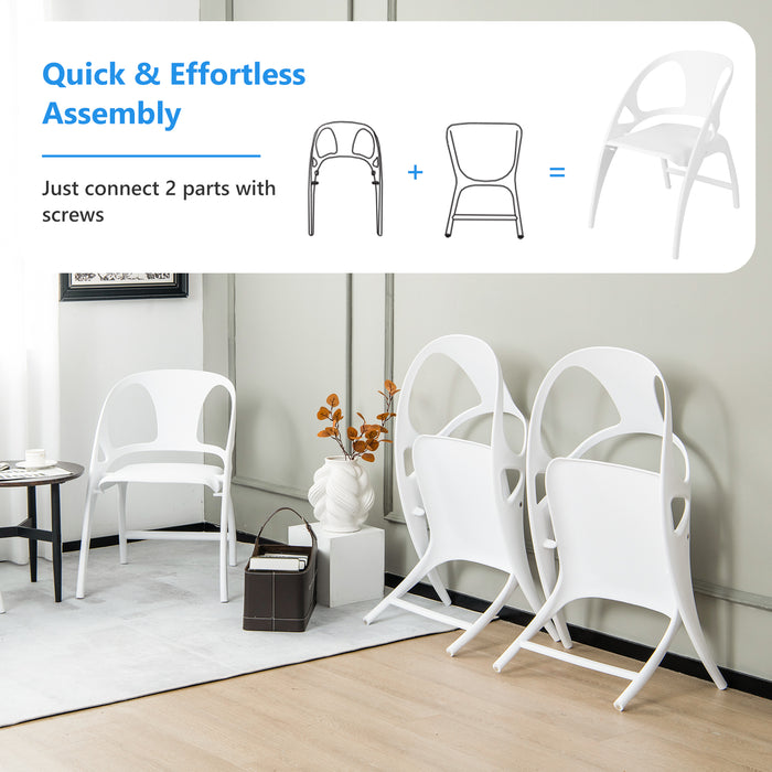 2-Piece Folding Chair Set - Backrest and Armrest Features, White Finish - Space Saving Solution for Extra Seating Needs