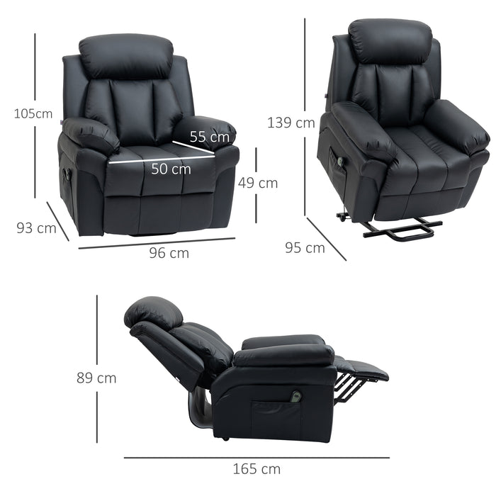 Extra Padded Electric Power Lift Recliner - PU Leather Sofa with Stand Assistance and Remote Control - Ideal Comfort Aid for Elderly and Mobility-Impaired Users