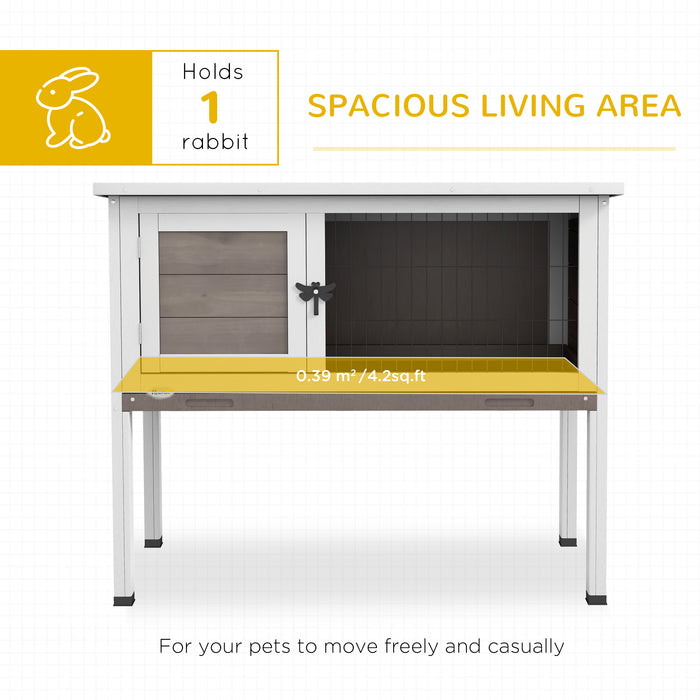 Wooden Pet Habitat for Small Animals - Spacious Bunny & Guinea Pig Hutch with Built-In Tray and Openable Asphalt Roof - Ideal for Garden Settings and Animal Comfort (84 x 43 x 70 cm, Brown)