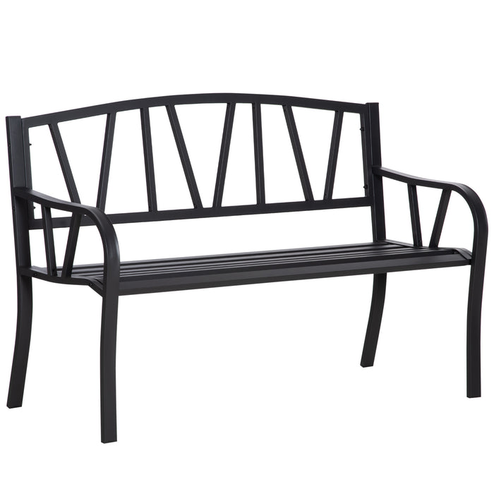 Solid Metal 2-Seater Garden Loveseat - Decorative Backrest with Ergonomic Armrests, Outdoor Patio Furniture - Ideal for Couples and Relaxing in the Garden