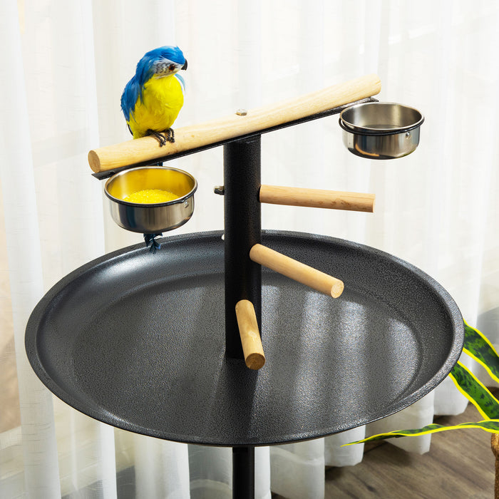 Deluxe Metal Bird Play Stand - Wheeled Feeder Station with Perch and Feeding Bowls - Ideal for Parrots and Other Pet Birds