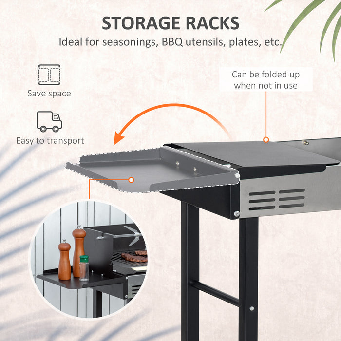 Rotisserie Charcoal BBQ Grill - 2-in-1 Garden Roasting Machine with 3-Level Grate, Stainless Steel - Perfect for Outdoor Chicken BBQ Enthusiasts