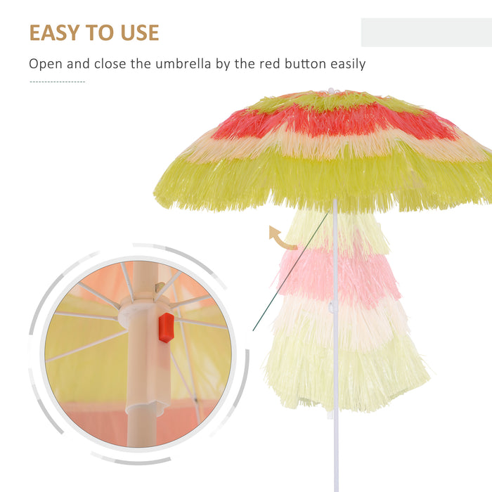 Foldable Hawaii Beach Umbrella - Colorful Rainbow Parasol for Sun Protection - Ideal for Beachgoers and Outdoor Enthusiasts