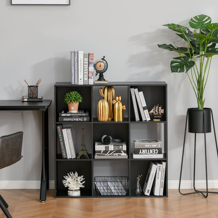 9-Cube Storage Organizer - 3-Tier Particle Board Cabinet with Open Shelves - Ideal for Home Office, Book Organization & Display in Black