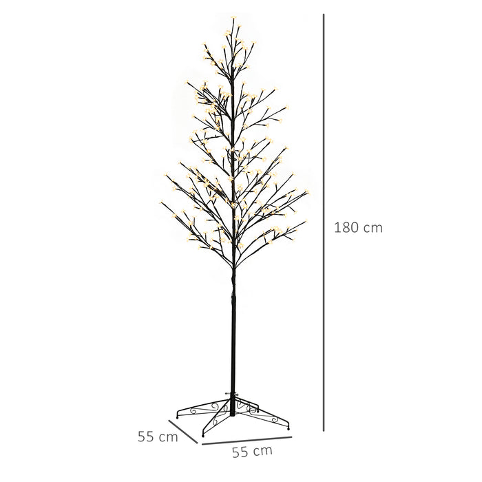 180 Warm White LED Cherry Blossom Tree - 6ft Artificial Lighted Tree with Plug-In for Ambiance - Perfect for Indoor Spaces and Covered Outdoor Areas