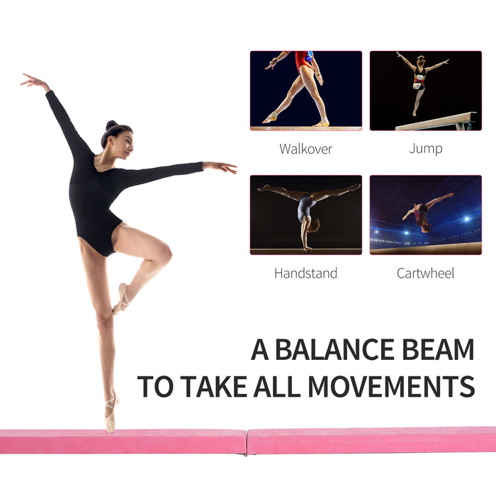 Balance Beam Trainer 2.1m - Pink Gymnastics Equipment for Skill Development - Ideal for Young Gymnasts and Home Practice