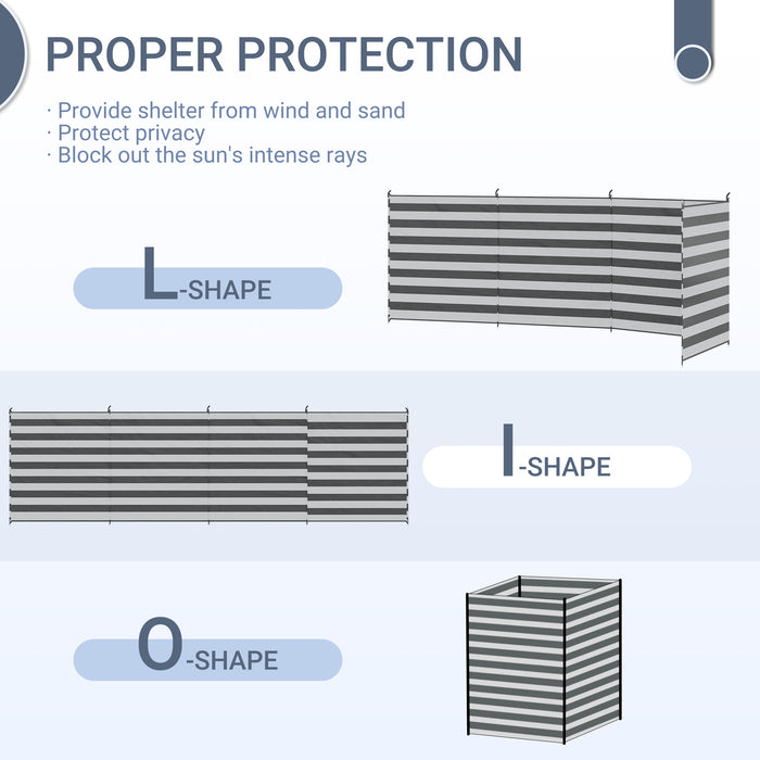 5 Pole Camping Windbreak - Beach Wind Shield Shelter with Steel Poles, Carry Bag, 540cm x 150cm - Perfect for Outdoor Privacy and Caravan Protection