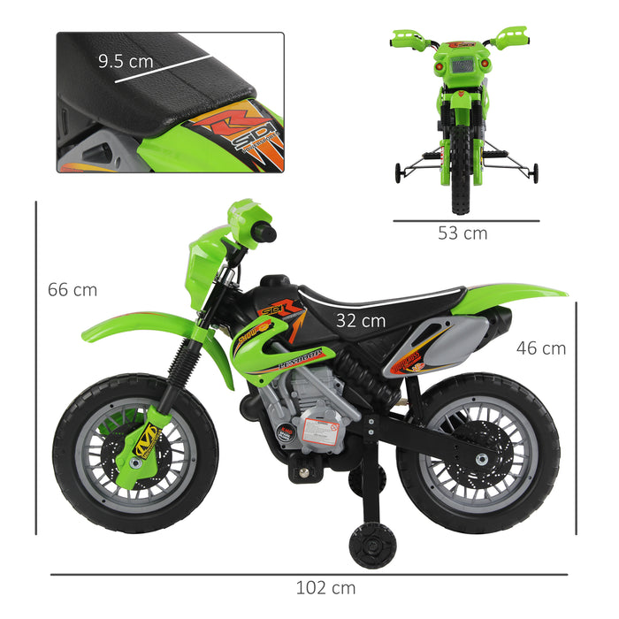 Kids Electric Motorbike - 6V Battery-Powered Ride-On Motorcycle, Green - Perfect for Young Adventurers