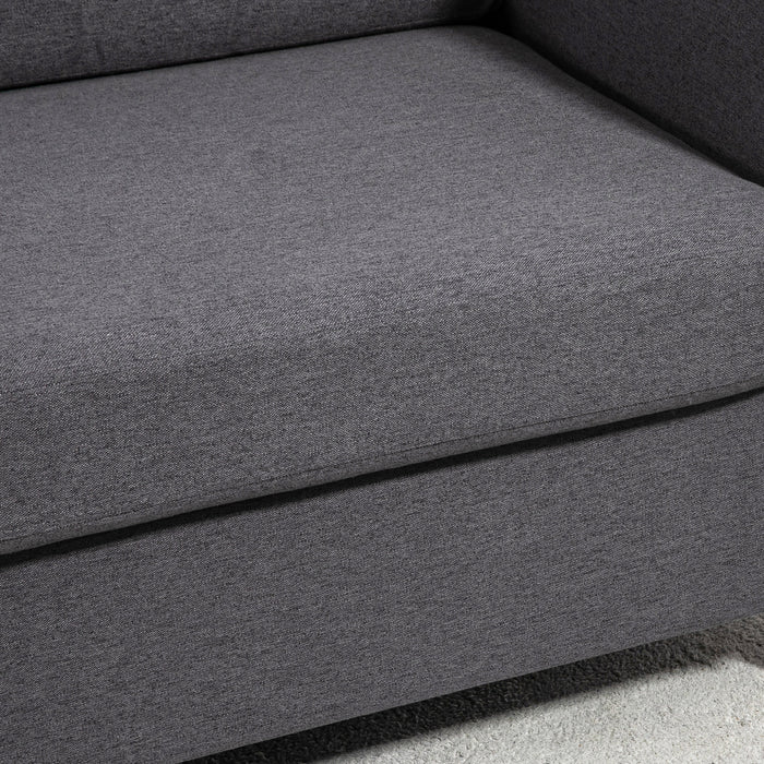 Modern 2-Seater Loveseat - Compact Dark Grey Sofa with Wood Legs and Armrests - Ideal for Small Living Spaces