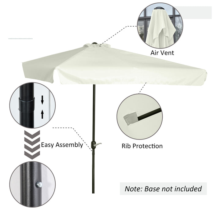 2.3m Half Parasol Cream White - Semi-Round Umbrella with Metal Frame and Crank Handle for Patio and Balcony - Ideal for Compact Spaces Without Base