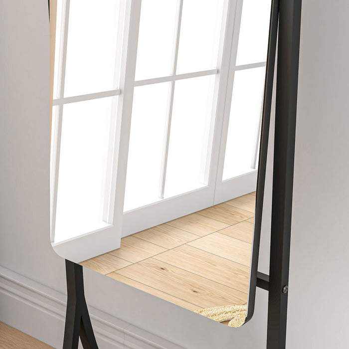 Full-Length Free Standing Dressing Mirror with Adjustable Angle - Spacious Storage Shelf - Ideal for Bedroom, Living Room, or Hallway Décor and Convenience