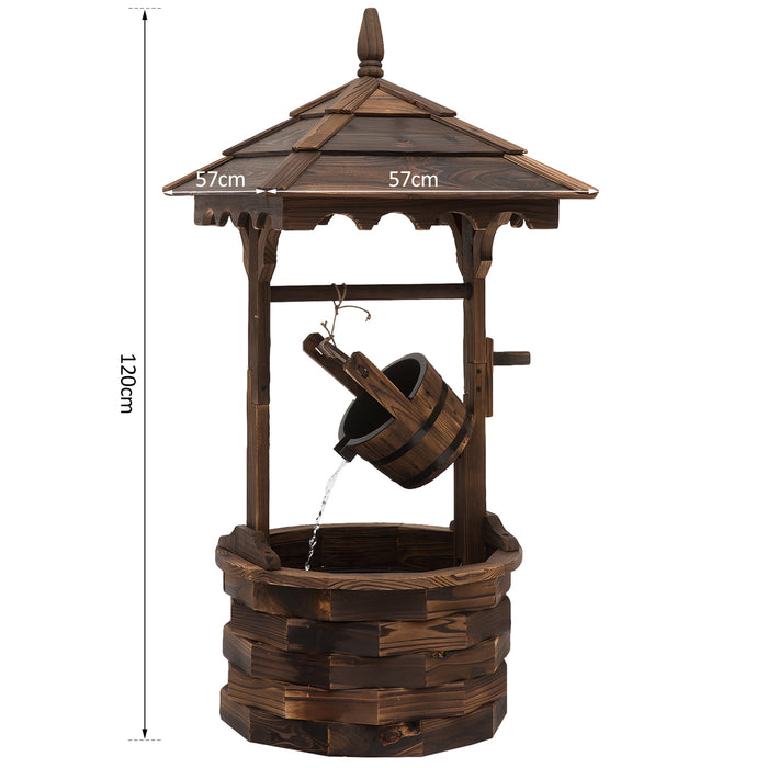 Fir Wood Wishing Well Waterfall - Outdoor Garden Decor Feature with Natural Aesthetic - Ideal for Patio Enhancement and Serene Landscape Atmosphere