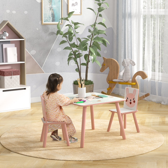 Children's Study Playset - Ergonomic Desk and 2 Chairs for Kids, Toddler Activity Furniture - Ideal for Ages 3-6, Vibrant Pink Color