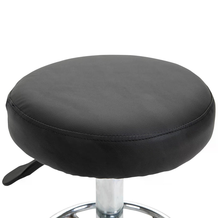 PU Leather Salon Chair - Height Adjustable with 360° Swivel Feature, Black - Ideal for Hairdressers and Beauty Therapists