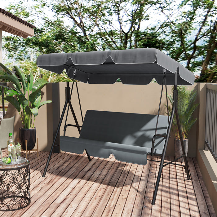 2-Seater Garden Swing Canopy Replacement - UV50+ Sun Protection, Durable Tubular Frame Compatible - Ideal for Outdoor Relaxation and Comfort, Dark Grey