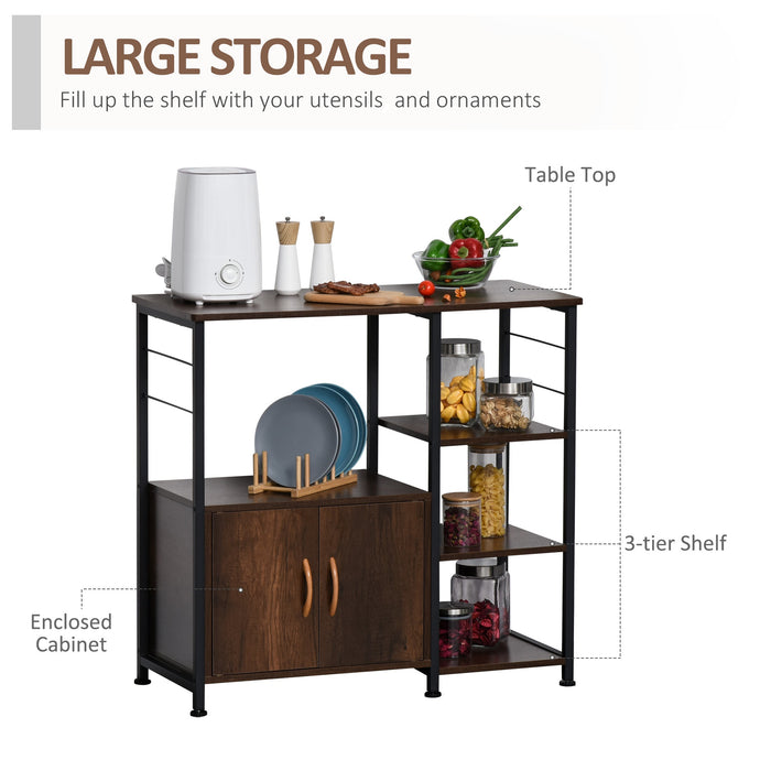 Industrial-Style Side Table - Metal Frame with Storage Shelf and Cabinet Rack - Space-Saving Solution for Living Room and Kitchen