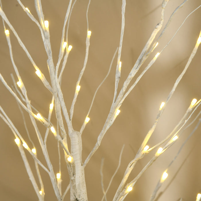 5ft Artificial White Birch Tree Light - 96 Warm White LED Illumination - Ideal for Indoor Ambiance & Covered Outdoor Settings