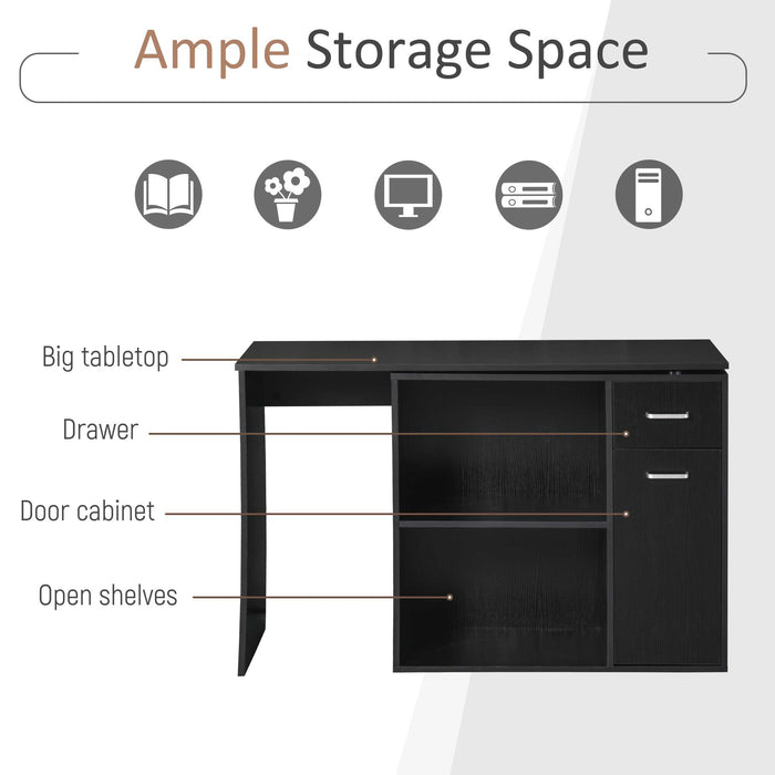 L-Shaped Corner Computer Desk with Storage - Study and Workstation Table with Shelf and Drawer - Ideal for Home Office and PC Setup