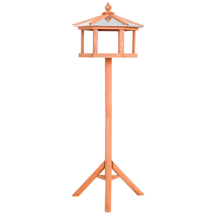 Deluxe Garden Bird Feeder Stand - 113cm Tall Wooden Feeding Station and Parrot Table - Ideal for Attracting Wild Birds and Pet Enrichment