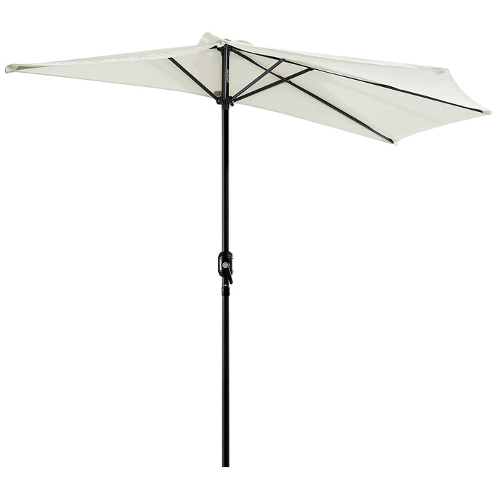 Balcony Half Parasol with 5 Steel Ribs - 2.7m Cream White Outdoor Garden Umbrella - Ideal for Small Spaces & Patios