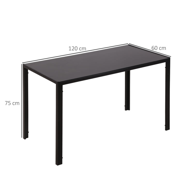 Tempered Glass Rectangular Dining Table for Four - Sleek Metal-Legged Table for Dining and Living Spaces - Ideal for Intimate Meals & Home Decor