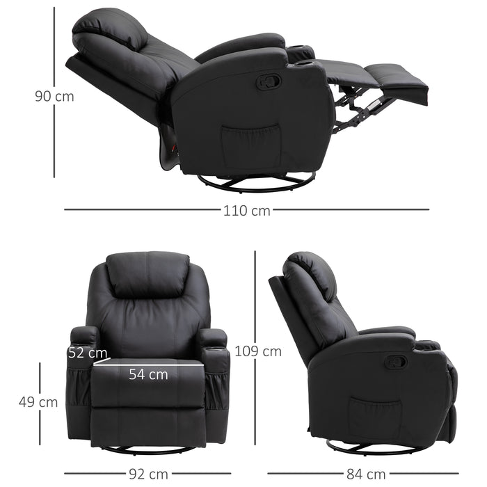 PU Leather Recliner Sofa Chair - Massage Armchair with Swivel Base for Cinema & Gaming - Ideal for Relaxation & Nursing Needs