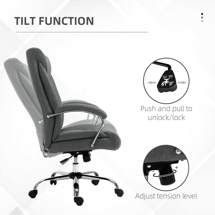 Ergonomic Linen Swivel Desk Chair - Height Adjustable Home Office Chair with Armrests and Smooth-Rolling Casters - Comfortable Task Seating Solution for Remote Workers & Students