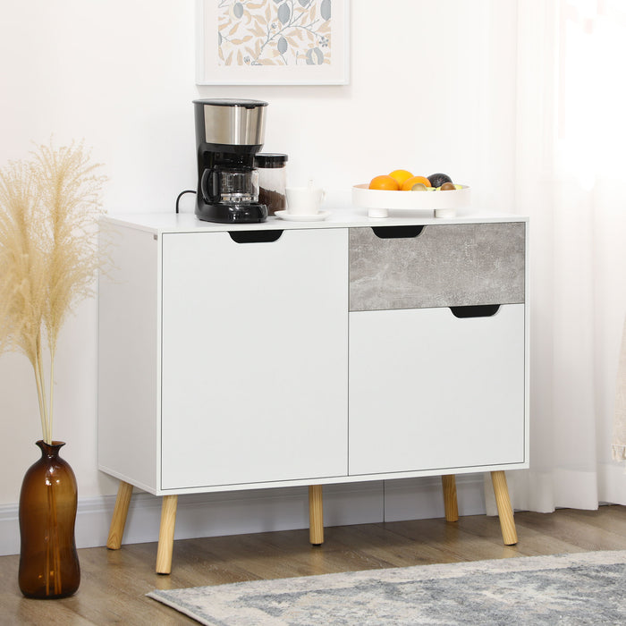 Modern Light Grey Sideboard - Storage Cabinet with Drawer & 2 Doors for Home Organization - Ideal for Bedroom, Living Room, or Hallway Spaces