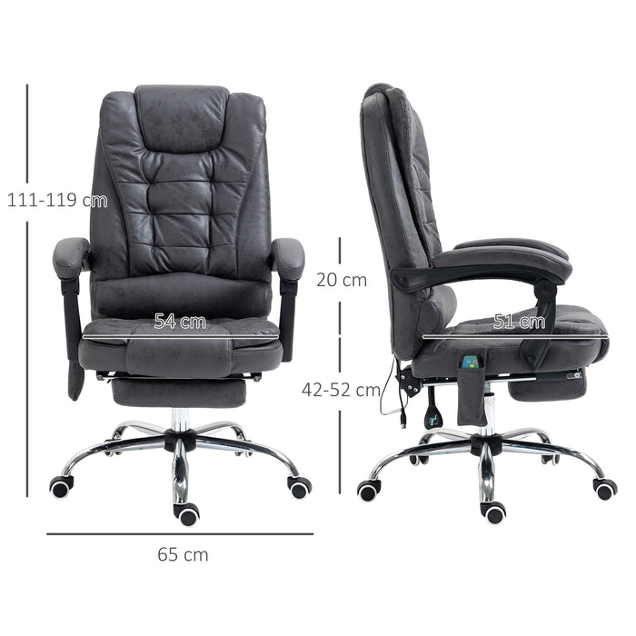 Ergonomic Executive Chair with Heated Vibration Massage - High Back Recliner with Adjustable Swivel, Footrest, 6 Pressure Points in Dark Grey - Ideal for Home Office Comfort and Stress Relief