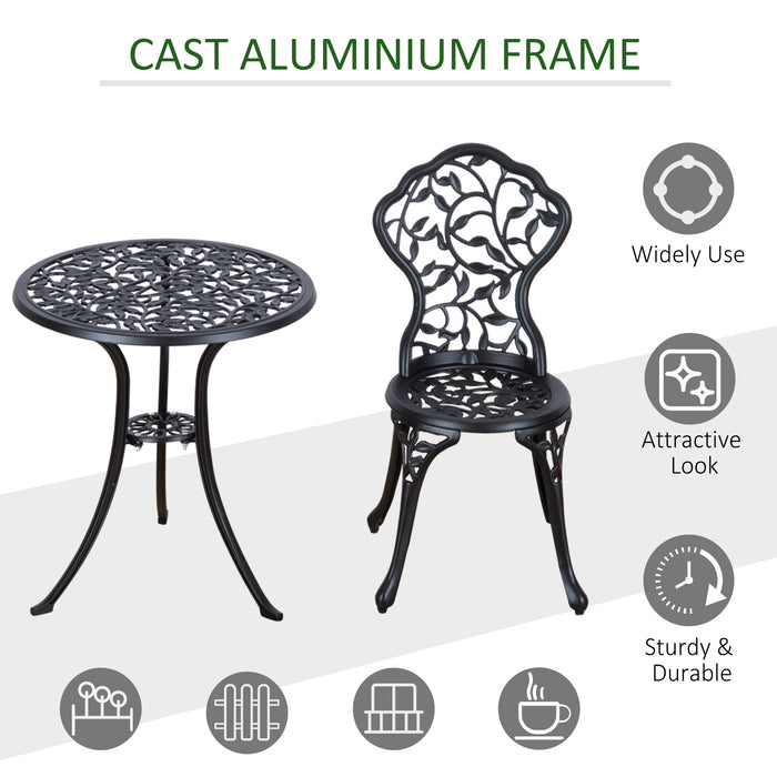 3-Piece Cast Aluminum Bistro Set - Antique Garden Furniture with Dining Table and Chairs - Outdoor Seating for Patio Enjoyment