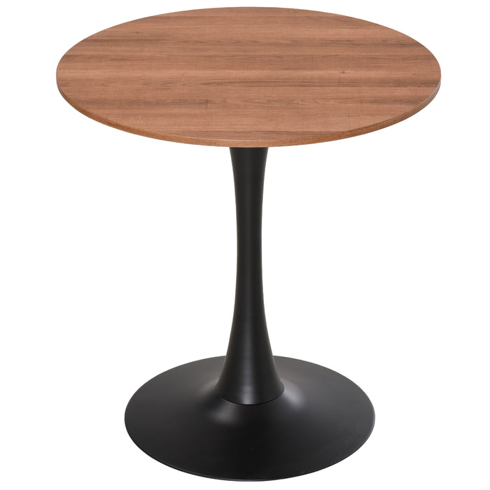 Round Dining Table with Metal Base - Contemporary Leisure Coffee Bistro Furniture for Kitchen & Dining Room - Stylish Brown Table for Home Entertainment